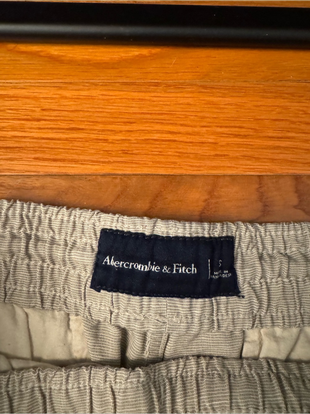 Abercrombie & Fitch Tapered Linen Blend Drawstring Pants Size Small Oatmeal Tan - Picture 5 of 5